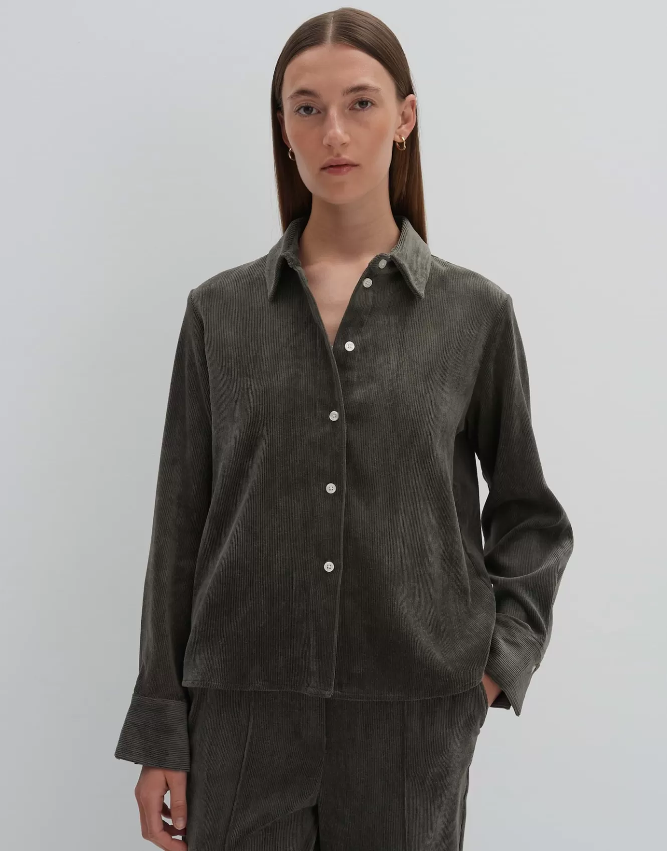 OPUS Cordbluse Zortney Detail Grün Online Bestellen^Damen Blusen