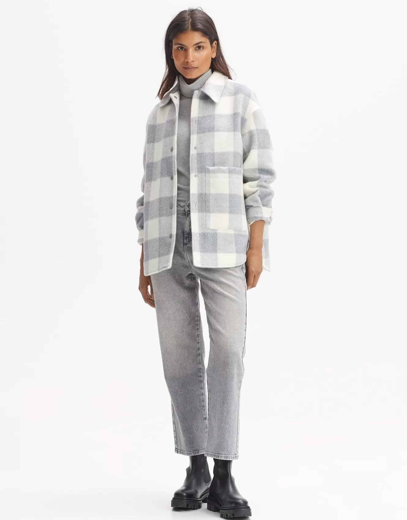 OPUS Overshirt Julola Check Grau Online Bestellen^Damen Blazer / Westen