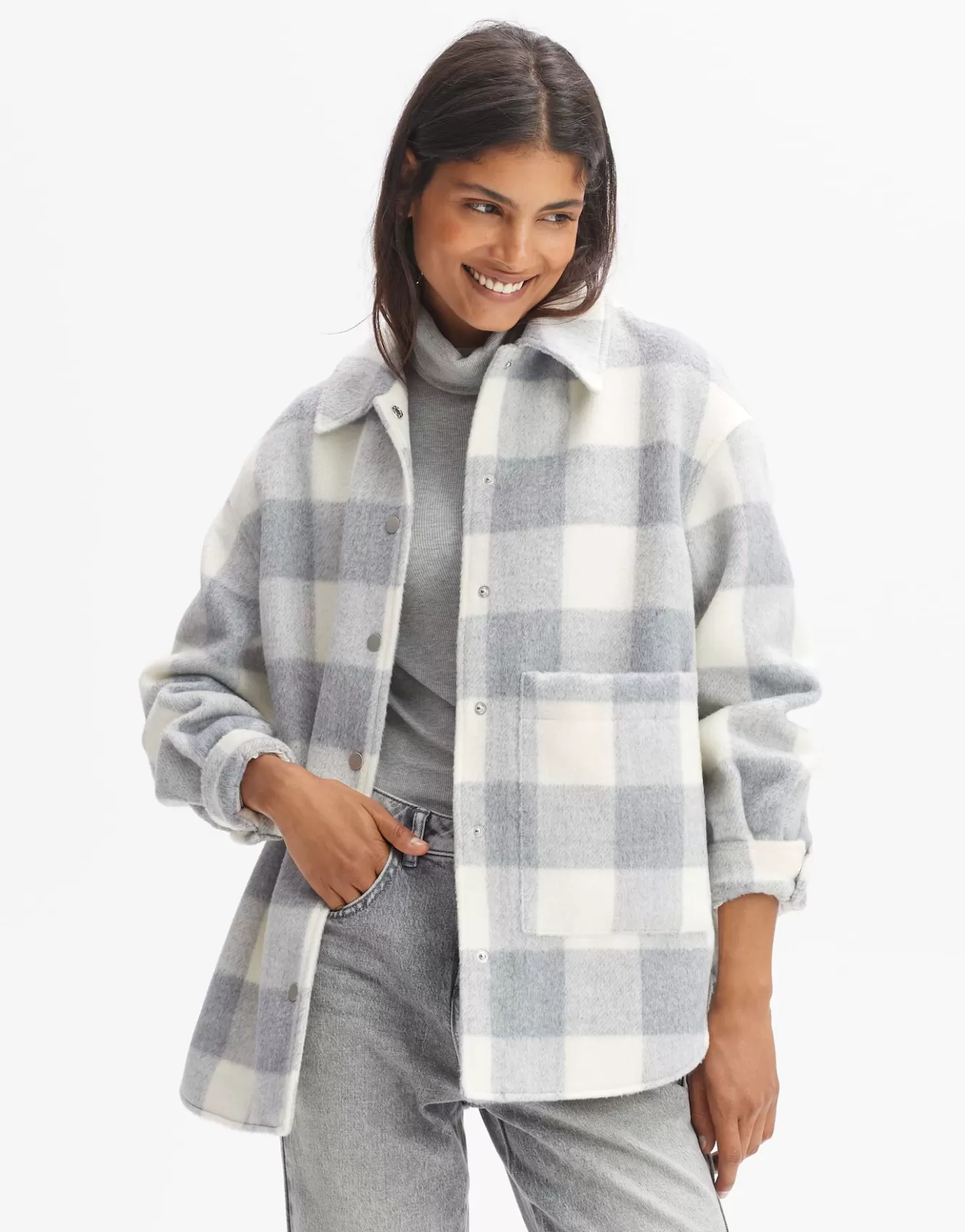 OPUS Overshirt Julola Check Grau Online Bestellen^Damen Blazer / Westen