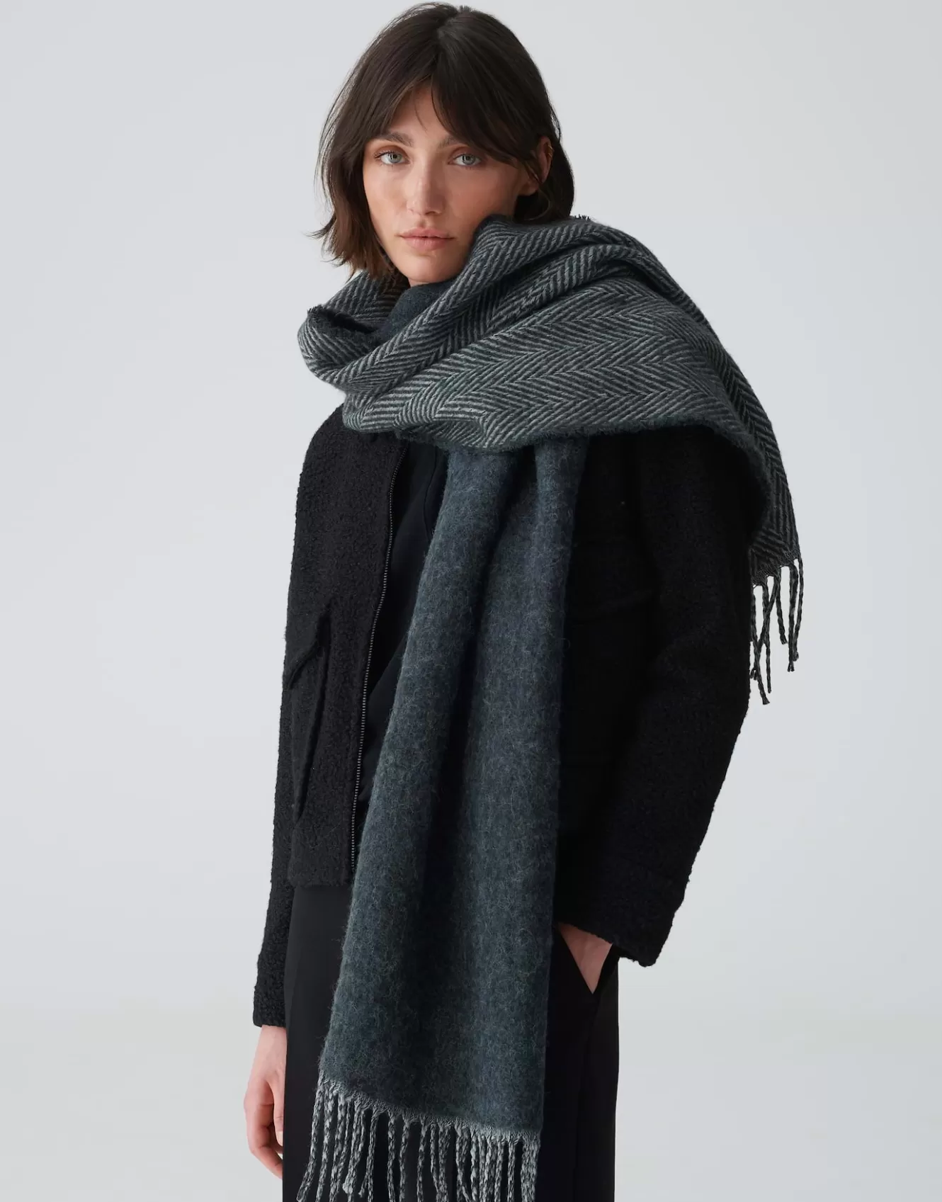 OPUS Oversize Schal Aneda Scarf Grau Online Bestellen^Damen Accessoires